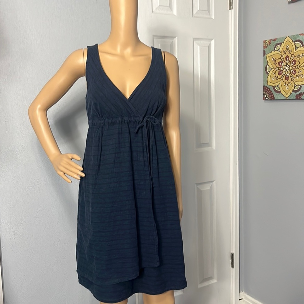 Patagonia Island Hemp Chambray Stripe Sundress in Navy